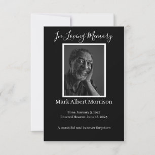 Simple Funeral Photo Sympathy Memorial Card