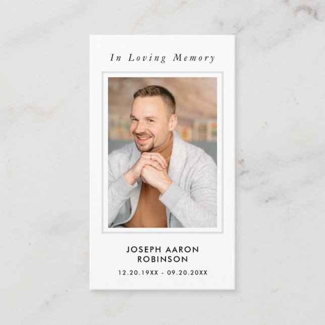 Simple Funeral Photo Sympathy Memorial Prayer Card (Front)