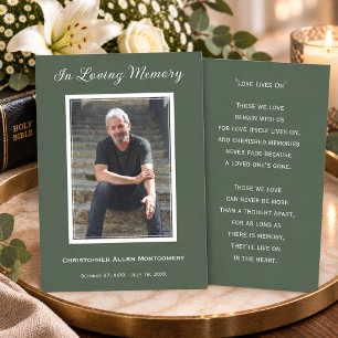 Simple Funeral Photo Sympathy Memorial Prayer Card