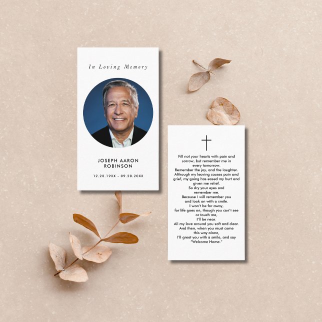 Simple Funeral Photo Sympathy Memorial Prayer Card (Creator Uploaded)