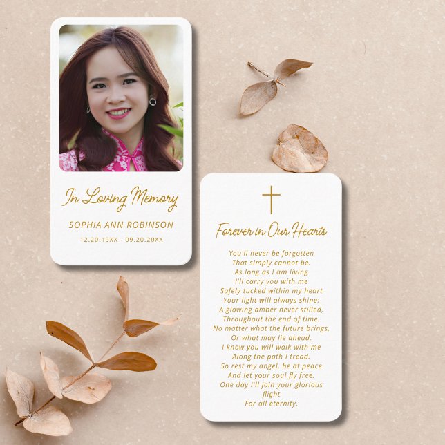 Simple Funeral Photo Sympathy Memorial Prayer Card (Creator Uploaded)