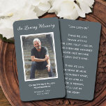 Simple Funeral Photo Sympathy Memorial Prayer Card<br><div class="desc">A simple steel blue memorial card features "In Loving Memory" with your loved one's photo,  name and birth-death dates,  and a poem or prayer on the back. Beautiful for a treasured keepsake,  funeral services,  and celebration of life memorial.</div>