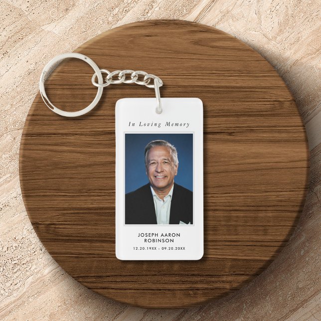 Simple Funeral Photo Sympathy Memorial Prayer Keychain (Creator Uploaded)