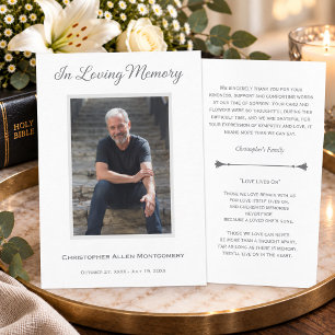 Simple Funeral Photo Sympathy Memorial Thank You Card