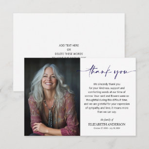 Simple Funeral Photo Thank You Card