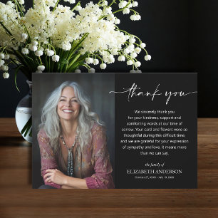 Simple Funeral Photo Thank You Card