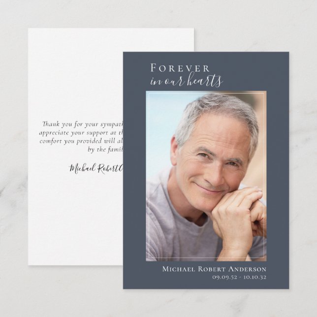 Simple Funeral Photo Thank You Card | Sympathy (Front/Back)