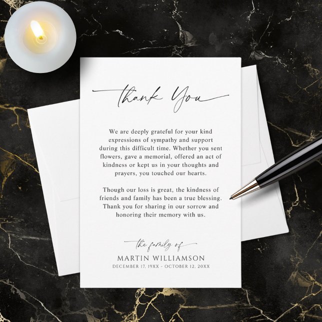 Simple Funeral Script Thank You Card (Creator Uploaded)