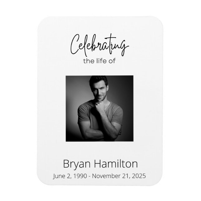 Simple Funeral Sympathy Photo Memorial Magnet (Vertical)