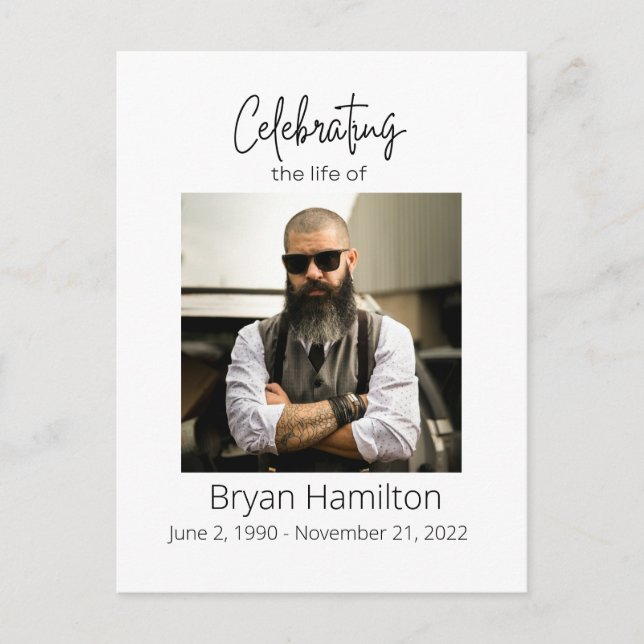 Simple Funeral Sympathy Photo Memorial  Postcard (Front)