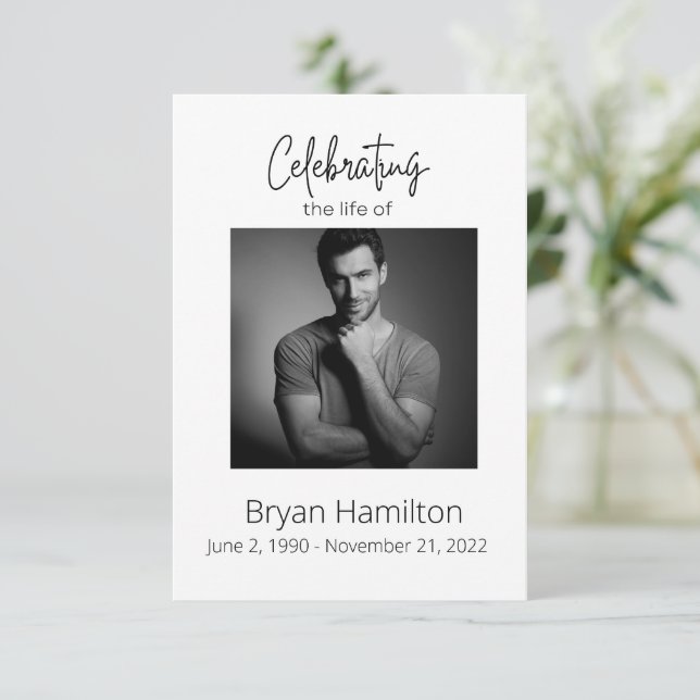 Simple Funeral Sympathy Photo Memorial Prayer Card (Standing Front)