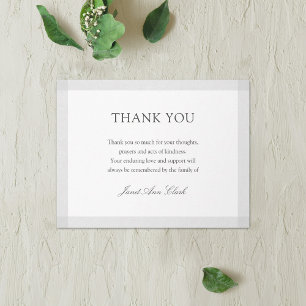 Simple Funeral Thank You Card Grey Border