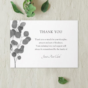 Simple Funeral Thank You Card with Eucalyptus