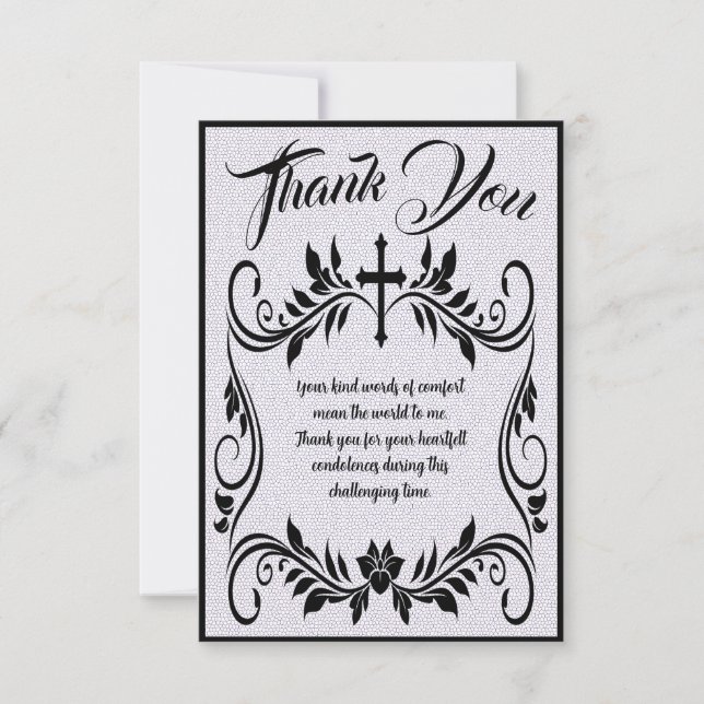 Simple Funeral Thank You Message For Condolences Card (Front)