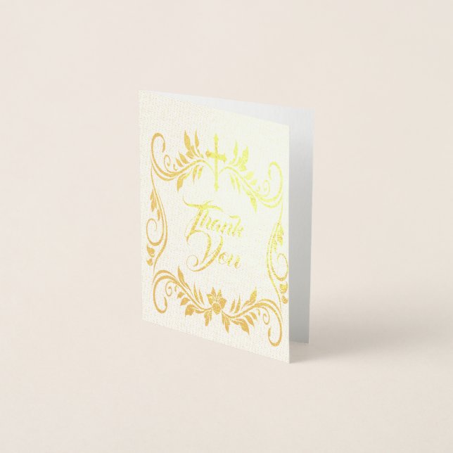 Simple Funeral Thank You Message For Condolences  Foil Card (Front)