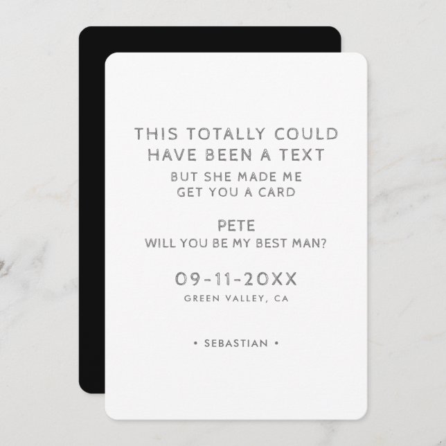 Simple Funny Could Have Been A Text Best Man Invitation (Front/Back)