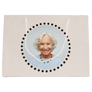 Simple Funny Cute Editable Round Photo Polka Dot Large Gift Bag