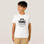 Simple Funny Ring Security Wedding Favour Kid T-Shirt<br><div class="desc">This cute wedding kid t-shirt makes the perfect gift for your ring security on your wedding day! It features an illustration of a pair of aviator sunglasses with the caption "Ring Security". This pin can be easily customized with your name.</div>