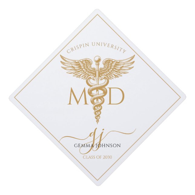 Simple Future Doctor Graduation Party Gold Script Graduation Cap Topper (Front)