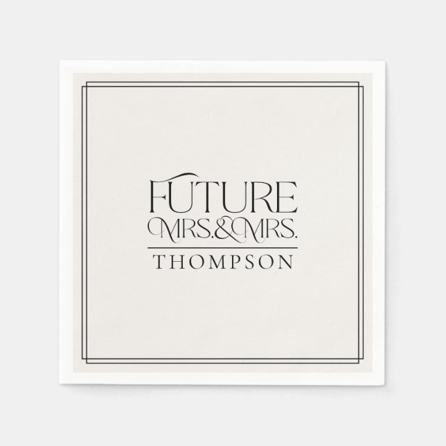 Simple Future Mrs Mrs Ivory Couple's Shower Paper Napkin (Front)