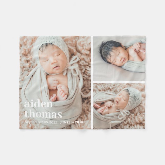 Simple Gallery Of Three Personalized Photo Blanket (Front (Horizontal))