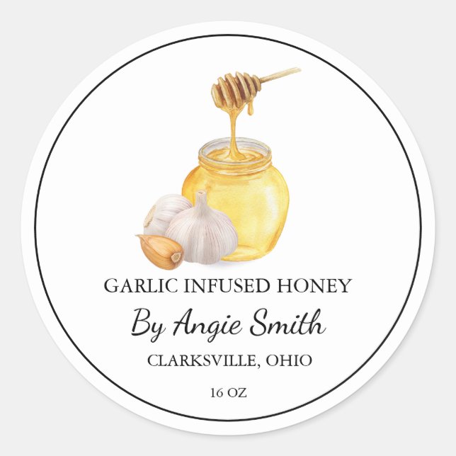 Simple Garlic Infused Honey Label (Front)