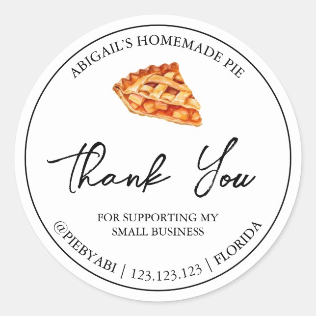 Simple gâteau à tarte fait maison Merci Étiquette (Devant)