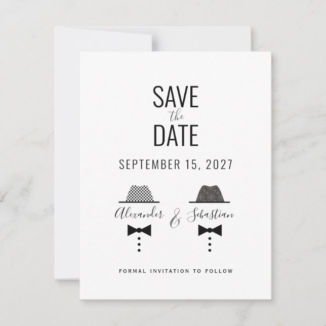 Simple Gay Wedding Save The Date (Front)