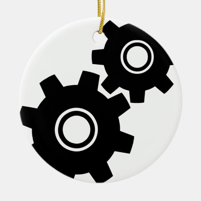 SImple Gears Cogs Ceramic Ornament (Front)