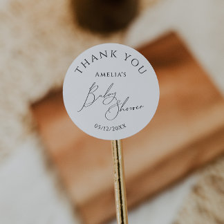 Simple Gender Neutral Baby Shower Thank You Favour Classic Round Sticker
