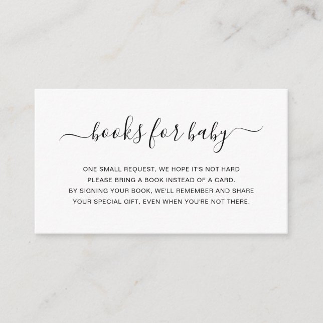 Simple Gender Neutral Books for Baby Shower Enclosure Card (Front)