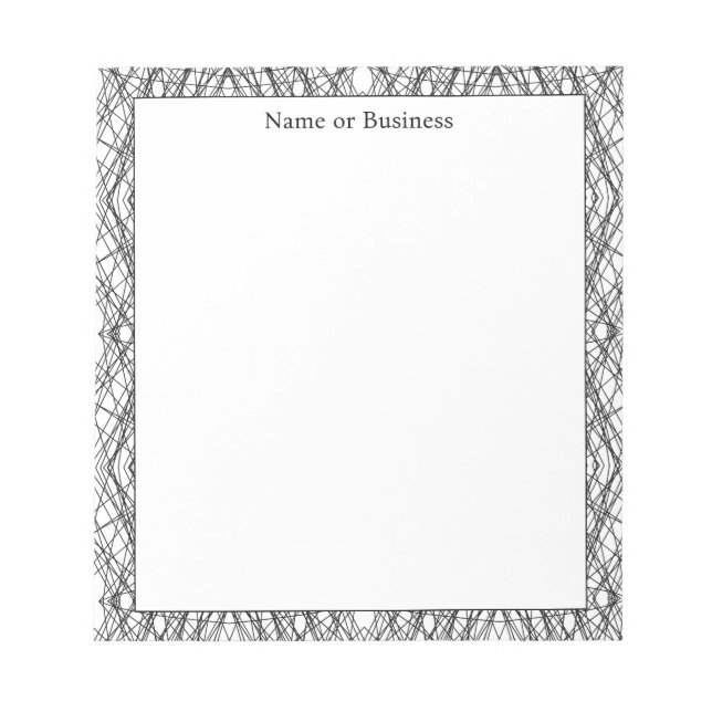 Simple Geometric Abstract Black & White Notepad (Front)