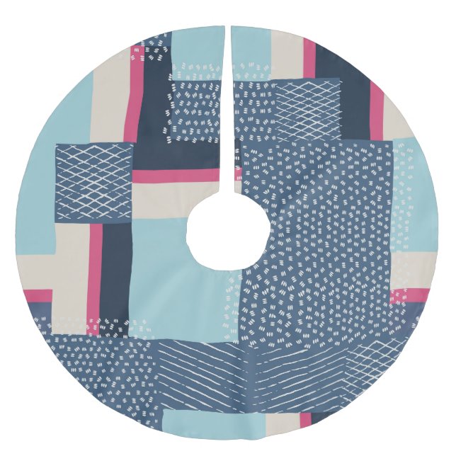 Simple Geometric Brush Strokes: Colour Block Brushed Polyester Tree Skirt (Front)