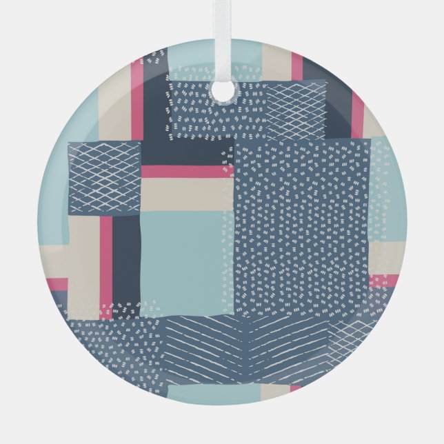 Simple Geometric Brush Strokes: Colour Block Glass Ornament (Front)