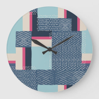 Simple Geometric Brush Strokes: Colour Block Large Clock