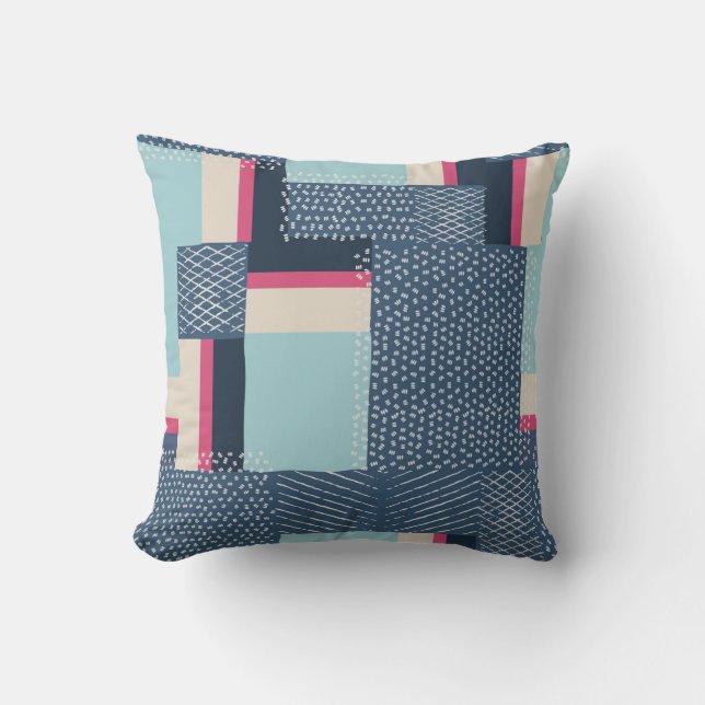 Simple Geometric Brush Strokes: Colour Block Throw Pillow (Front)