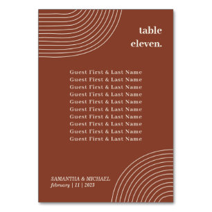 Simple Geometric Line Terracotta guest name seat Table Number