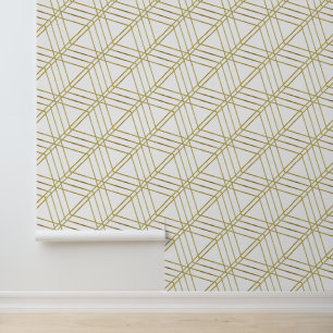 Simple Geometric Modern Classy Deco White And Gold Wallpaper