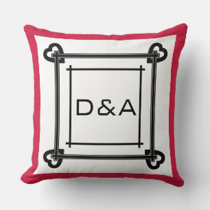 Simple geometric pattern in red and black tones throw pillow