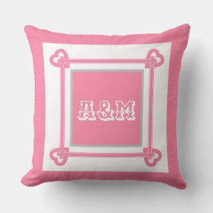 Simple, Geometric, Pattern ,Pink , Grey Throw Pil Pillow