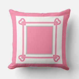 Simple, Geometric, Pattern ,Pink , Grey  Throw Pillow