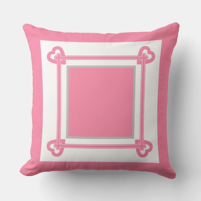Simple, Geometric, Pattern ,Pink , Grey  Throw Pillow (Front)