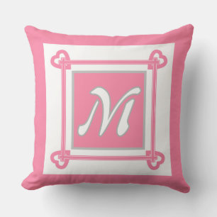 Simple, Geometric, Pattern ,Pink , Grey  Throw Pillow