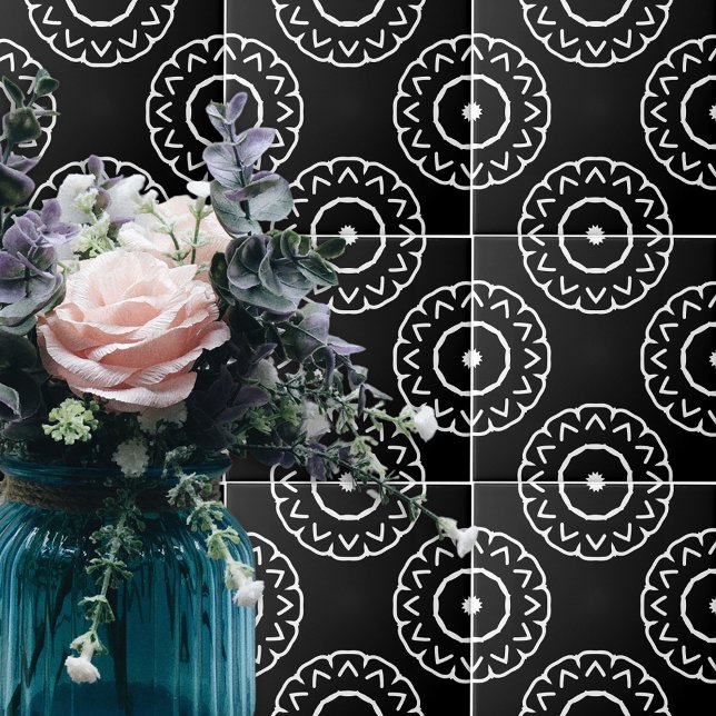 Simple Geometric Patterned Black And White Tile (Creator Uploaded)