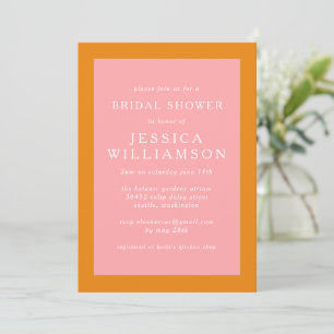 Simple Geometric Pink and Orange Bridal Shower Invitation