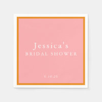 Simple Geometric Pink Orange Custom Bridal Shower