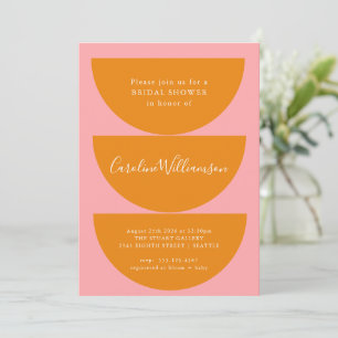 Simple Geometric Pink Orange Modern Bridal Shower Invitation