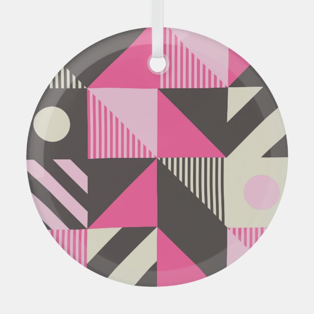 Simple Geometric Scandinavian Artwork Glass Ornament (Front)