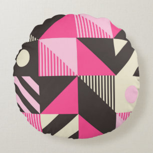 Simple Geometric Scandinavian Artwork Round Pillow