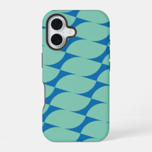 Simple Geometric Shapes in Aqua and Blue iPhone 16 Case